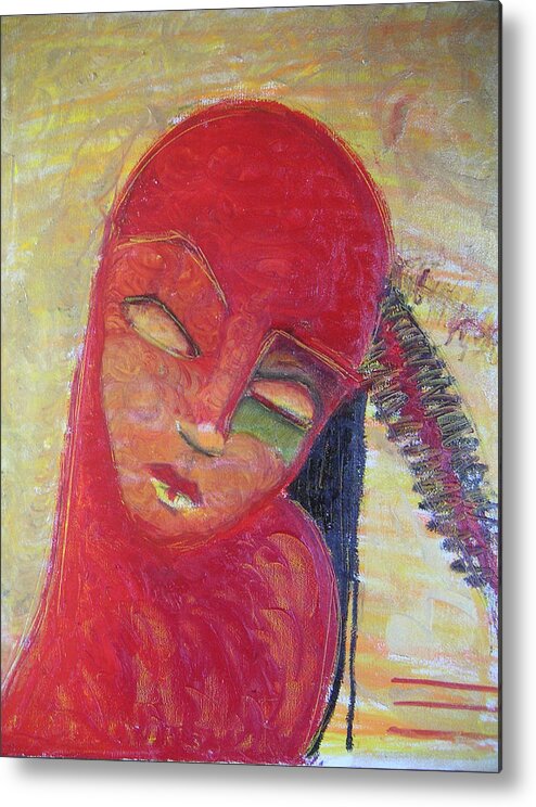 Portrait Metal Print featuring the painting Red Skin by Erika Brown