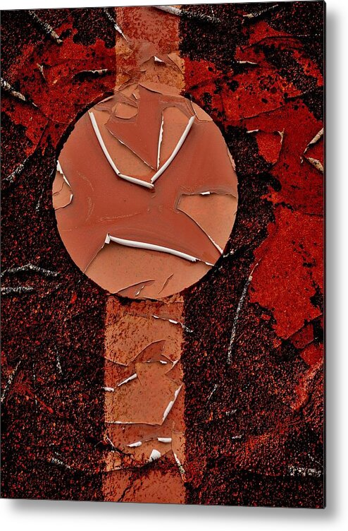 Red Metal Print featuring the photograph Red Totem with Headdress by Dutch Bieber