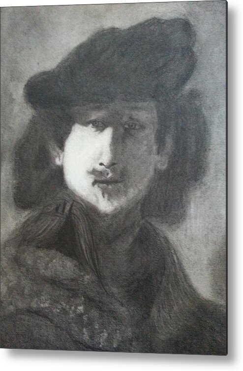 Rembrant Metal Print featuring the drawing Rembrandt by Amelie Simmons