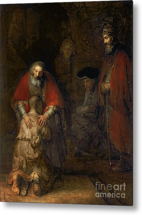 Return Metal Print featuring the painting Return of the Prodigal Son by Rembrandt Harmenszoon van Rijn