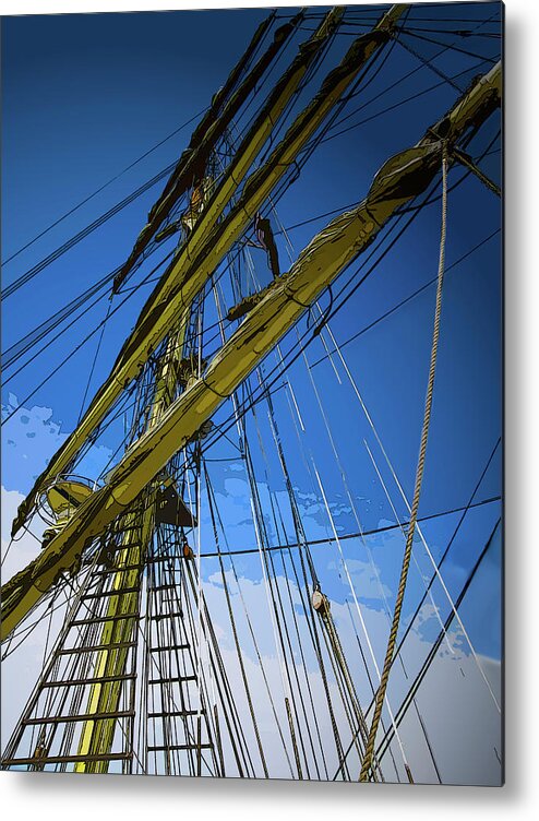 Tall Ships Metal Print featuring the digital art Rigging by Gina Harrison