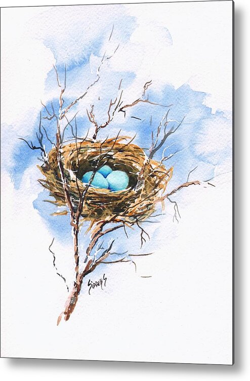 Nest Metal Print featuring the painting Robin's Nest by Sam Sidders