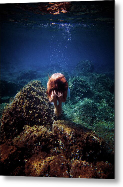 Swim Metal Print featuring the photograph Rock Mermaid by Gemma Silvestre