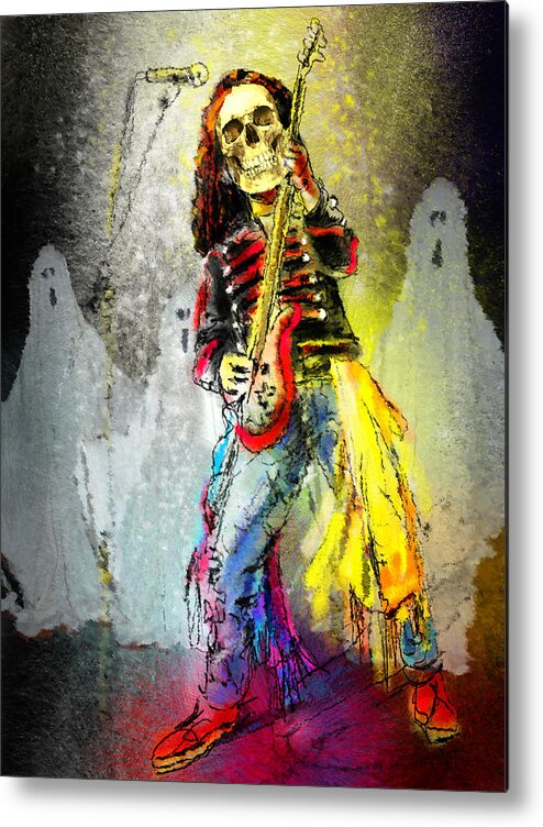 Halloween Metal Print featuring the painting Rock n Roll The Bones by Miki De Goodaboom
