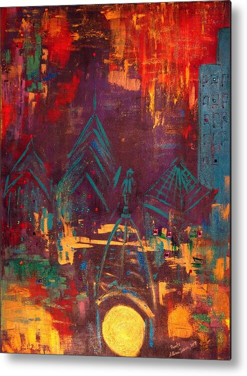  Metal Print featuring the painting Roofs by Lilliana Didovic