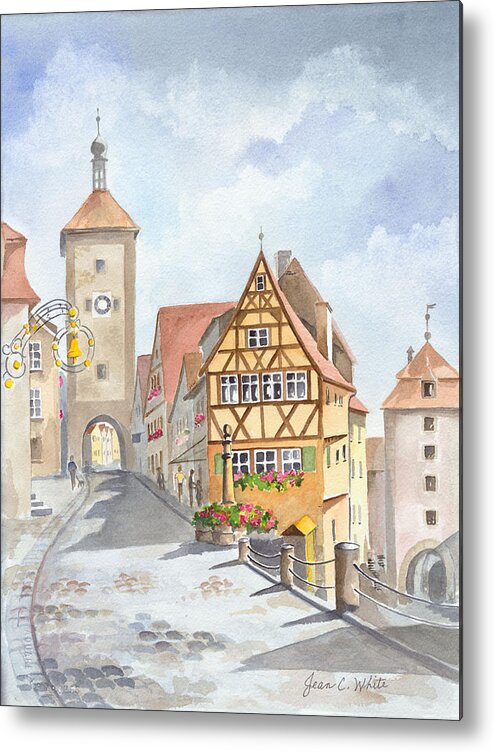 Rothenburg Metal Print featuring the painting Rothenburg in Germany by Jean Walker White