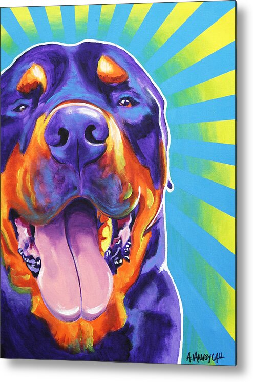 Rottweiler Metal Print featuring the painting Rottweiler - Duncan by Dawg Painter
