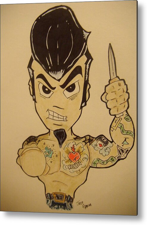 Rockabilly Metal Print featuring the drawing Rumble by Jose Garcia