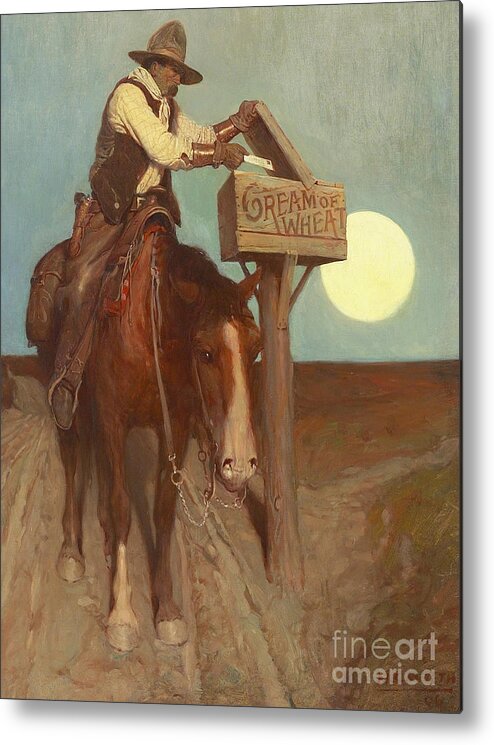 Moon Metal Print featuring the painting Rural Delivery by Newell Convers Wyeth