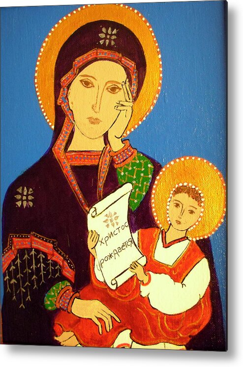 Virgin Mary Metal Print featuring the painting Russian Icon by Stephanie Moore