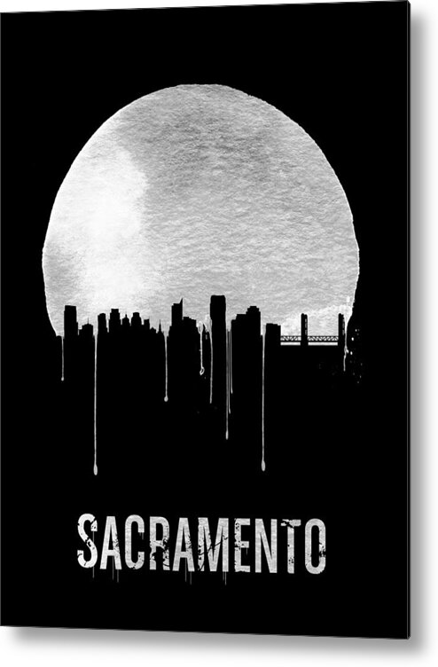 Sacramento Metal Print featuring the painting Sacramento Skyline Black by Naxart Studio