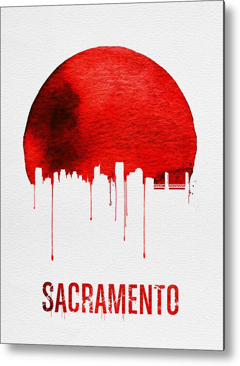 Sacramento Metal Print featuring the painting Sacramento Skyline Red by Naxart Studio