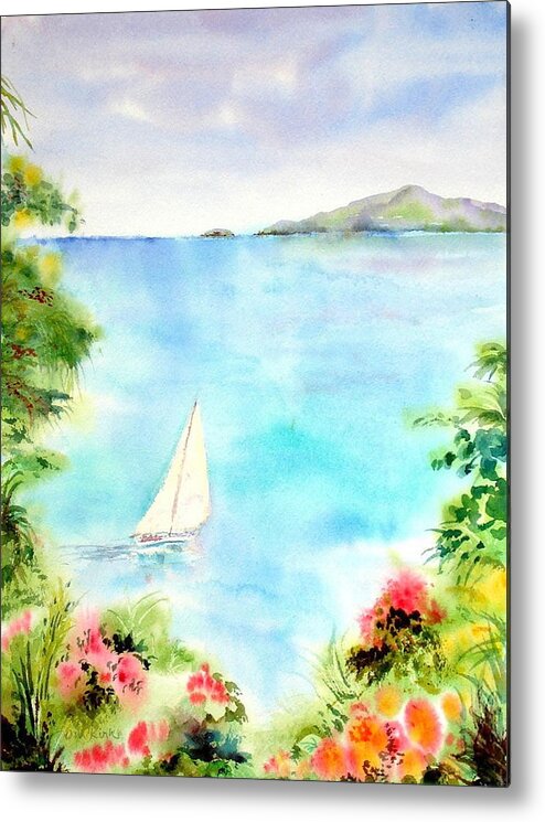 Sailing Metal Print featuring the painting Sailing in the Caribbean by Diane Kirk