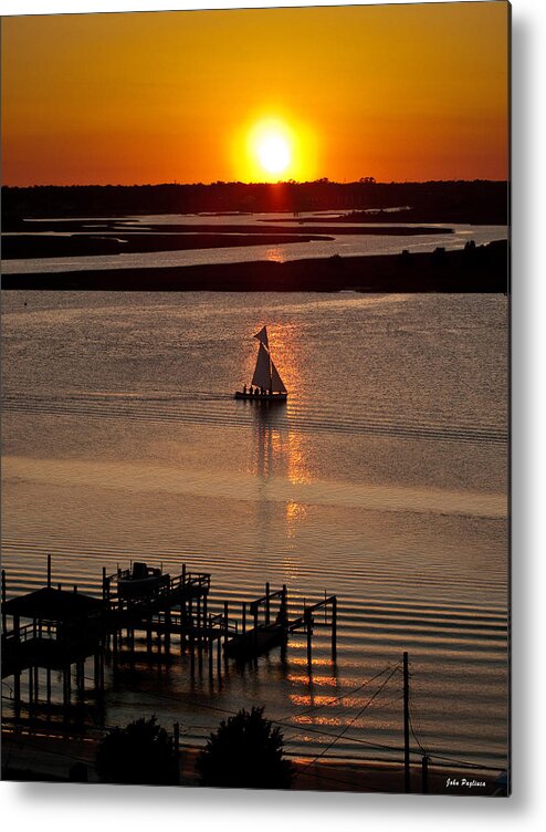 Sea Metal Print featuring the photograph Sails in the Sunset by John Pagliuca