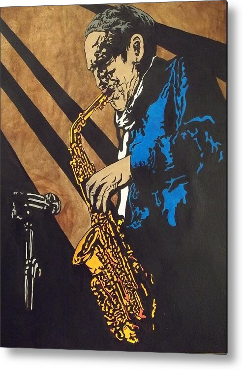 Saxaphone Metal Print featuring the painting Sax After Dark by Shane Hurd