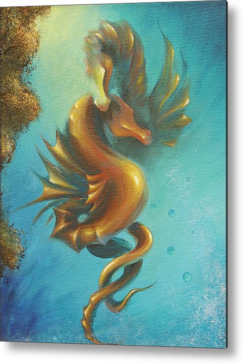 Seahorse Metal Print featuring the painting Seahorses in Love II by Dina Dargo