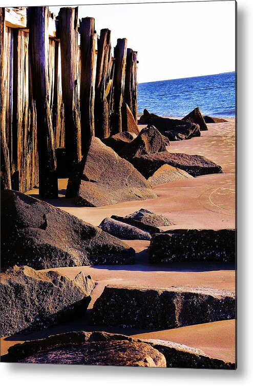 Ocean Metal Print featuring the photograph Seawall by Leslie Revels