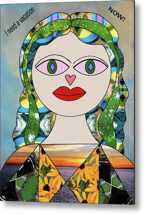 Vacations Metal Print featuring the digital art Selfie woman by Laura Smith