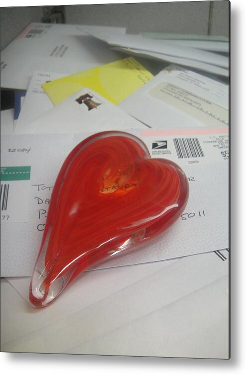 Glass Heart Metal Print featuring the photograph Sending you my heart through the mail by WaLdEmAr BoRrErO