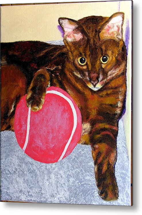 Cat Metal Print featuring the painting Simon by Stan Hamilton