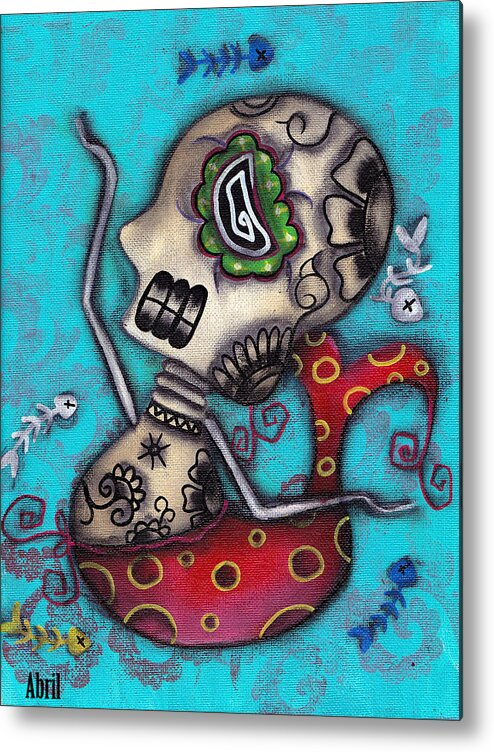 Day Of The Dead Metal Print featuring the painting Sirena I by Abril Andrade