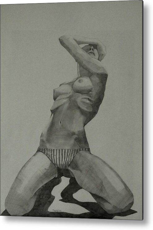 Nude Metal Print featuring the painting Sketch for Harry by Ray Agius