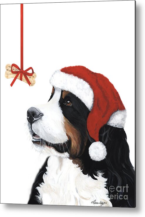 Bernese Mountain Dog Metal Print featuring the painting Smile its Christmas by Liane Weyers