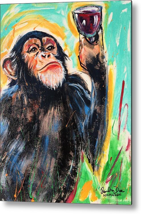 Wine Metal Print featuring the painting Snooty Monkey by Sandra Dee
