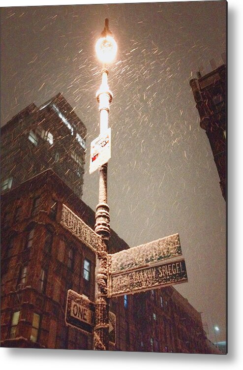 City Photography Metal Print featuring the photograph Snow Covered Signs - New York City by Vivienne Gucwa