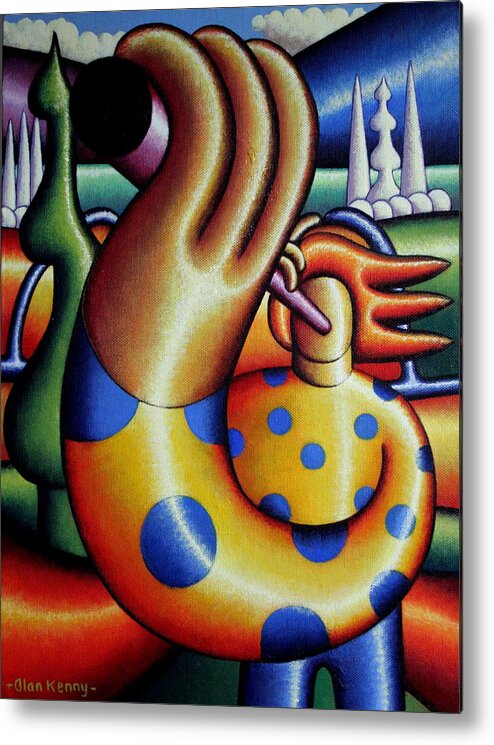 Musician Metal Print featuring the painting Soft Gloss Musician In Landscape by Alan Kenny