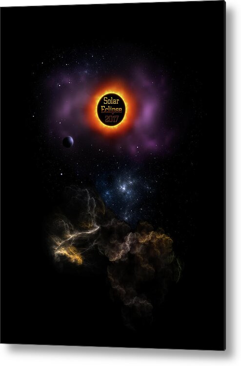Solar Eclipse Metal Print featuring the digital art Solar Eclipse 2017 Nebula Bloom by Rolando Burbon