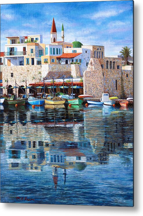 Summer Metal Print featuring the painting Somewhere in the Mediterranean by Miki Karni