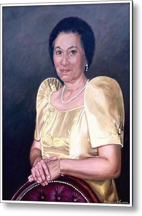 Portrait Oil On Canvas; Portraiture; Oil Portrait; Portrait Painting; Figure Painting; Figurative Arts; Metal Print featuring the painting Sonia by Rosencruz Sumera