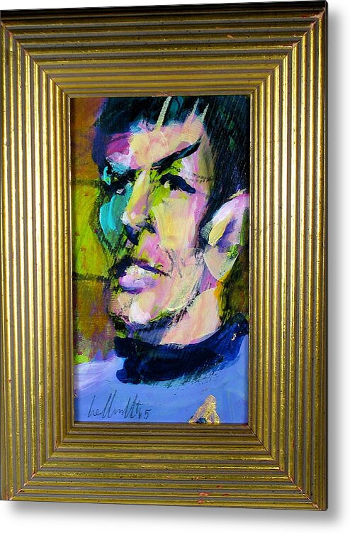 Mr. Spock Metal Print featuring the painting Spock by Les Leffingwell