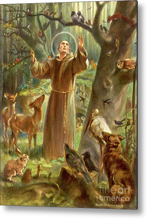 St Francis of Assisi preaching to animals Metal Print by Mary Evans Picture  Library - Fine Art America
