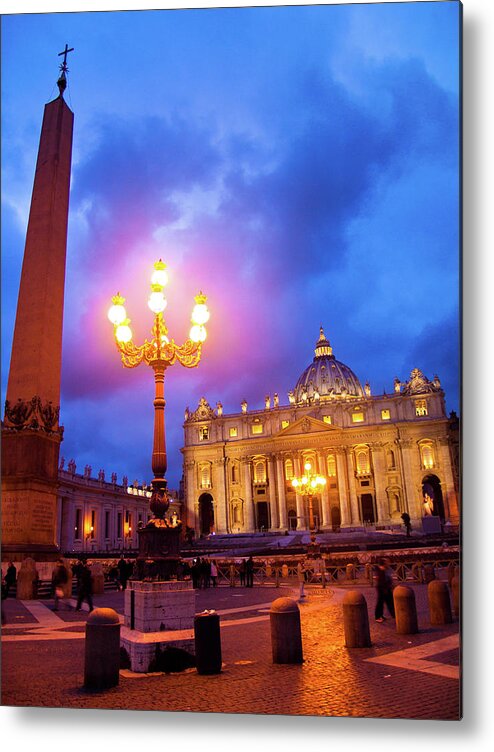 Architecture Metal Print featuring the photograph St. Peters Cathedral at Night by Steven Myers