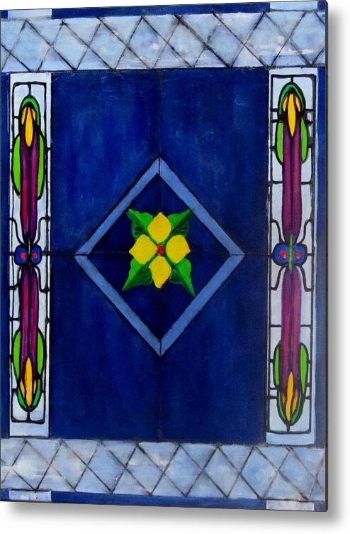 Design Metal Print featuring the painting Stained Glass by Carol Allen Anfinsen