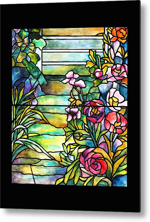 Stained Glass Paintings Paintings Metal Print featuring the painting Stained Glass Tiffany Robert Mellon House by Donna Walsh