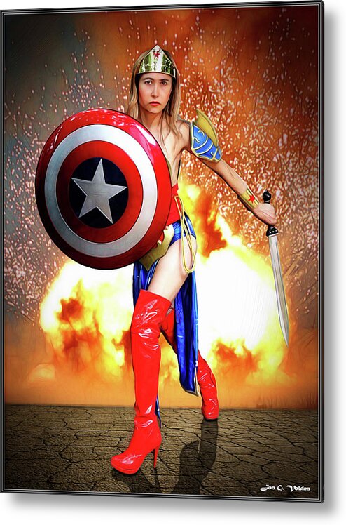 Captain America Metal Print featuring the photograph Star Spangled Hero by Jon Volden