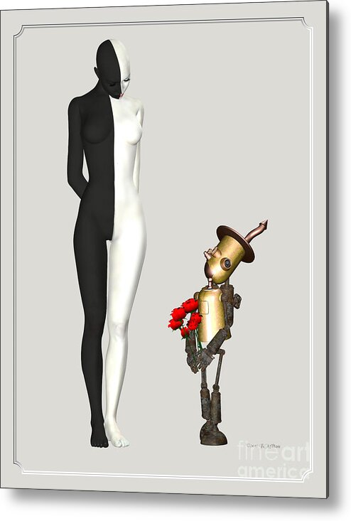 Steampunk Metal Print featuring the mixed media Steampunk Suitor by Barbara Milton