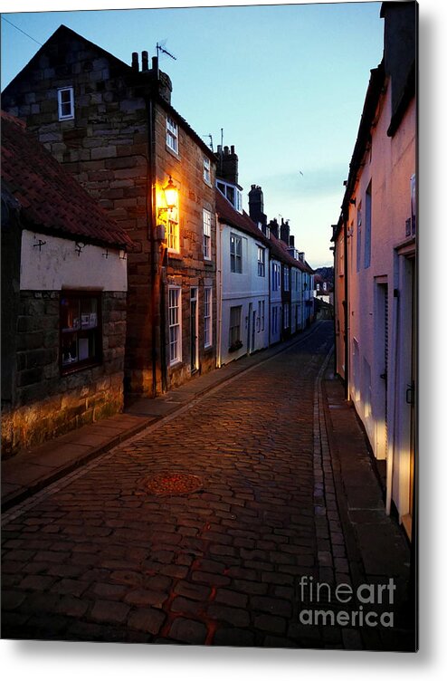 Whitby England Metal Print featuring the photograph Streets at Twilight 2 by Lexa Harpell