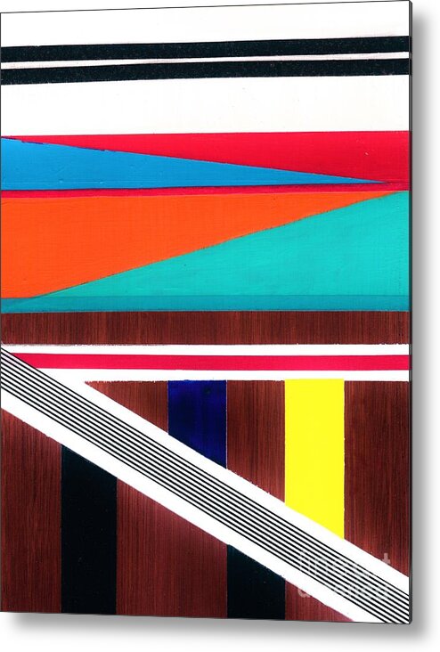 #abstract #collage #contemporaryart #2d #abstractart #artist #beautiful #colorful #expressionism #fineart #followart #greenliving #iloveart #interiordesign #luxuryart #luxury #modernart #nature #natureaddict #newartwork #painting #surrealism #urban Metal Print featuring the painting Stripes by Allison Constantino