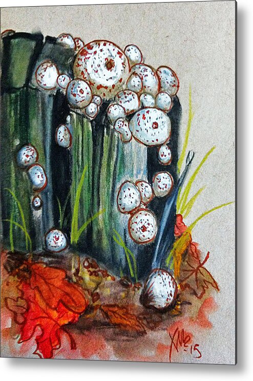 Weaselwise Metal Print featuring the drawing Studded Puffball Study by Alexandria Weaselwise Busen