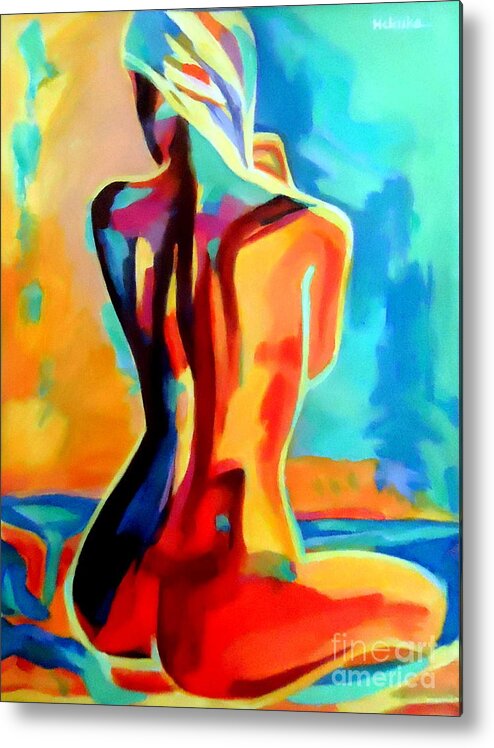 Affordable Original Art Metal Print featuring the painting Sultry lady by Helena Wierzbicki