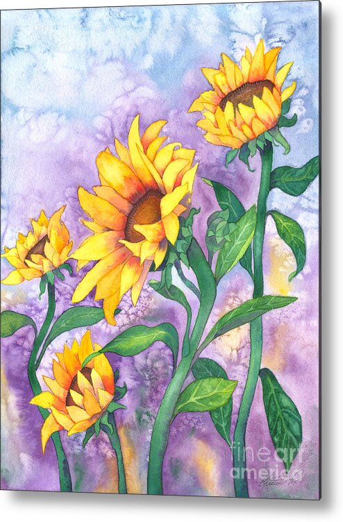 Artoffoxvox Metal Print featuring the painting Sunny Sunflowers by Kristen Fox