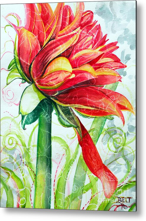 Floral Metal Print featuring the painting Ruby by Christine Belt