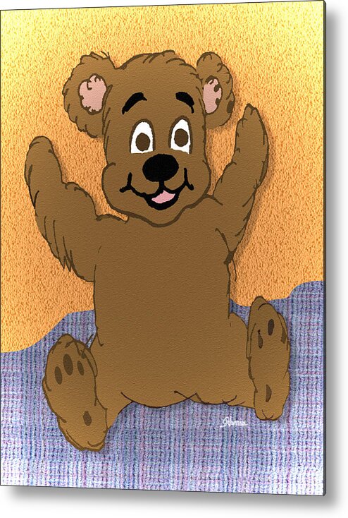 Teddy Bear Metal Print featuring the painting Teddy's First Portrait by Pharris Art