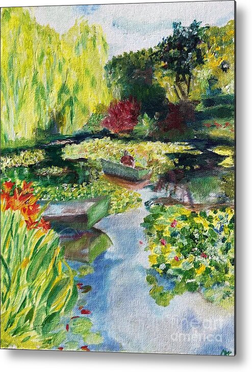 Giverney Metal Print featuring the painting Tending the Pond by Kate Conaboy