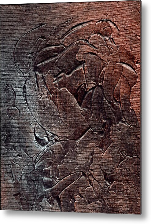 Acrylic Metal Print featuring the mixed media Textured Acrylic on Black#2 by Richard Ortolano