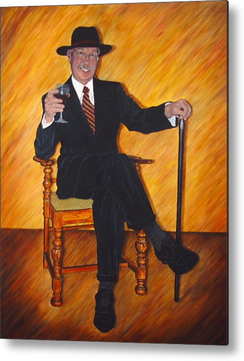 Portrait Metal Print featuring the painting That Gallantly Smiling Gentleman by Bonnie Peacher